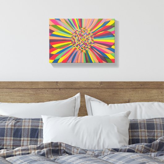Regenboog Madeliefje Canvas Afdruk (Insitu (Slaapkamer))