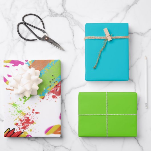 Regenboog Madeliefje Streepontwerp-Zacht Teal/Lime Inpakpapier Vel (Voorkant)