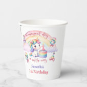 Regenboog Magische Eenhoorn Meisje 1e Verjaardagsf Papieren Bekers (Voorkant)