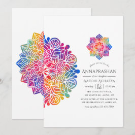 Regenboog Mandala Annaprashan Eerste Rijst Ceremon Kaart