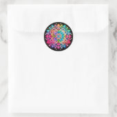 Regenboog Mandala / Bloem Ontwerp  Ronde Sticker (Tas)