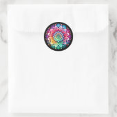 Regenboog Mandala / Bloem Ontwerp Ronde Sticker (Tas)