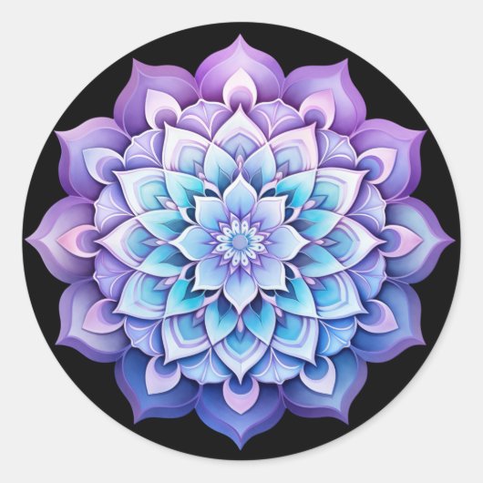 Regenboog Mandala / Bloem Ontwerp Ronde Sticker (Voorkant)