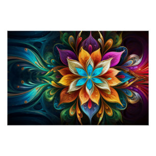 Regenboog Mandala Bloem Perfect Poster
