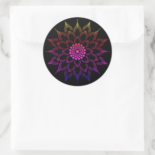 Regenboog Mandala Bloem Ronde Sticker