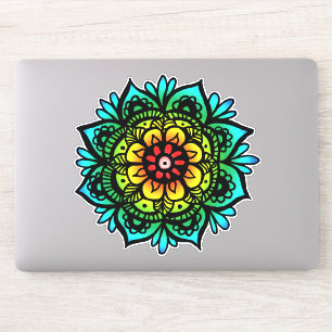 Regenboog Mandala Bloem Sticker