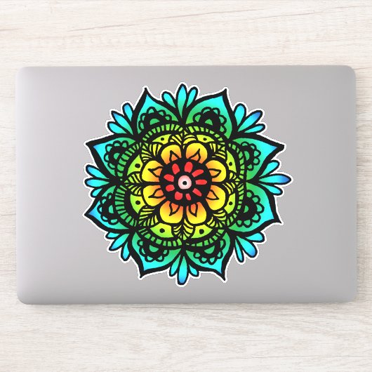 Regenboog Mandala Bloem Sticker (Computer)