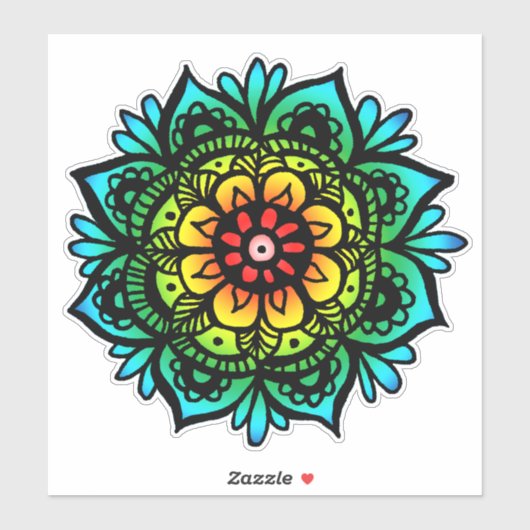 Regenboog Mandala Bloem Sticker (Vel)
