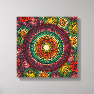 Regenboog Mandala Canvas Afdruk