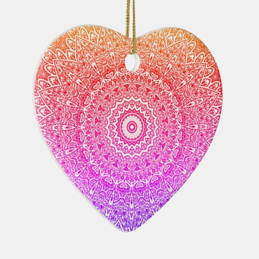 Regenboog Mandala Hart Boho Decor / Gift Keramisch Ornament (Rechts)