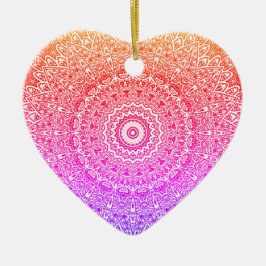 Regenboog Mandala Hart Boho Decor / Gift Keramisch Ornament
