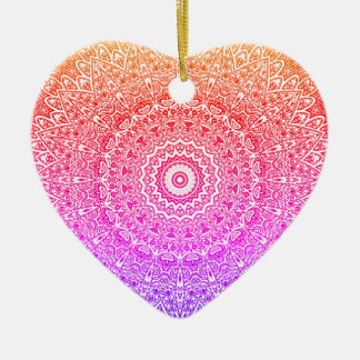 Regenboog Mandala Hart Boho Decor / Gift Keramisch Ornament