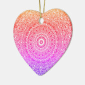 Regenboog Mandala Hart Boho Decor / Gift Keramisch Ornament (Links)