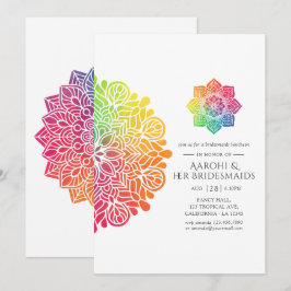 Regenboog Mandala Indiase Bruidsmeisjes Lunch Kaart
