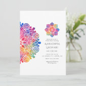 Regenboog Mandala Indiase Bruiloft Feest Kaart (Staand voorkant)