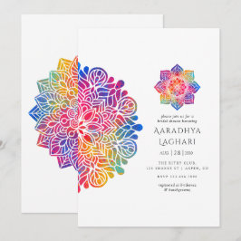 Regenboog Mandala Indiase Bruiloft Feest Kaart