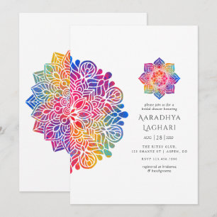 Regenboog Mandala Indiase Bruiloft Feest Kaart