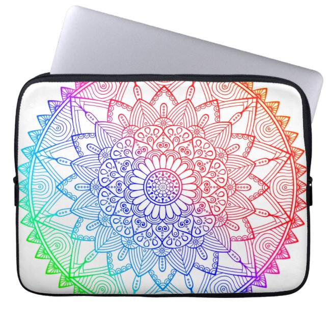 Regenboog Mandala Laptop Sleeve (Voorkant)
