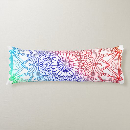 Regenboog Mandala Lichaamskussen (Voorkant)