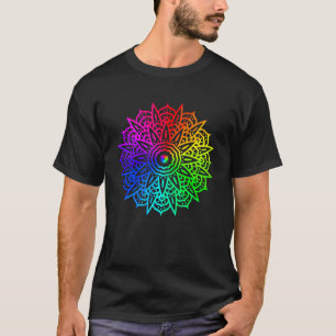 Regenboog Mandala Lotus Bloem Heilige Geometrie Yo T-shirt