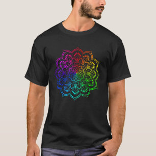 Regenboog Mandala Lotus Bloem Heilige Geometrie Yo T-shirt