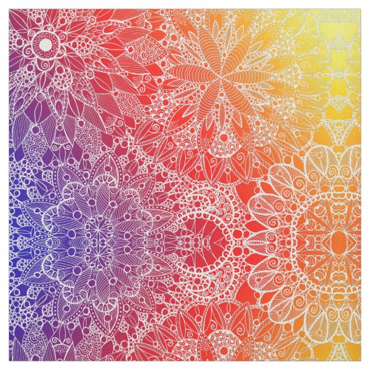 Regenboog Mandala Patroon Fabric Stof (Swatch)