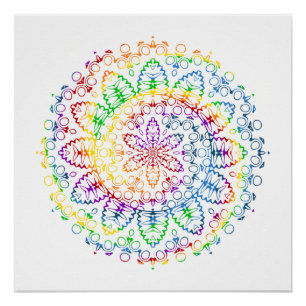 Regenboog Mandala Patroon Ontwerp Perfect Poster