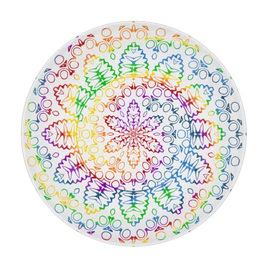 Regenboog Mandala Patroon Ontwerp Snijplank (Voorkant)