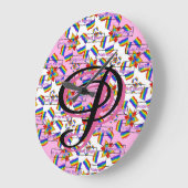 Regenboog Mandala Pride Monogram - Levendig Geomet Grote Klok (Hoek)