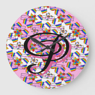 Regenboog Mandala Pride Monogram - Levendig Geomet Grote Klok