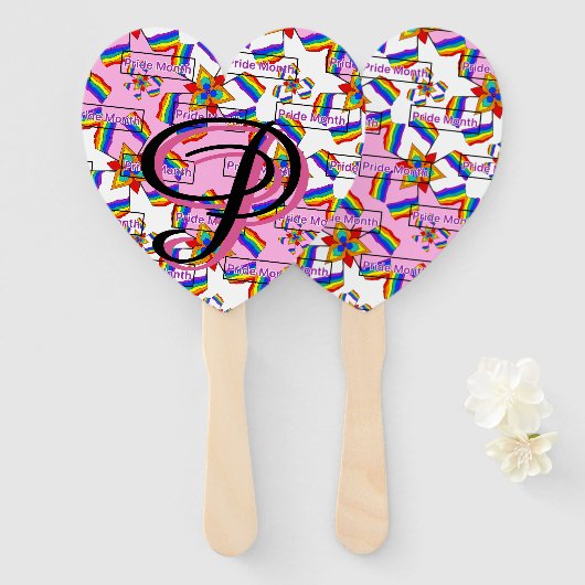 Regenboog Mandala Pride Monogram - Levendig Geomet Handwaaier (Voorkant en achterkant)