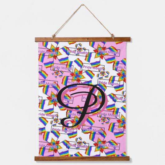 Regenboog Mandala Pride Monogram - Levendig Geomet Hangend Wandkleed (Voorkant)