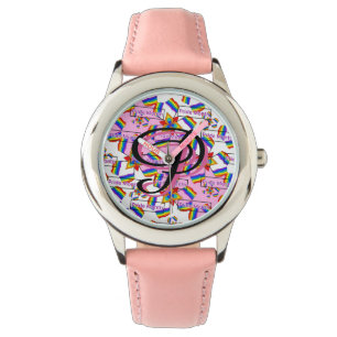 Regenboog Mandala Pride Monogram - Levendig Geomet Horloge