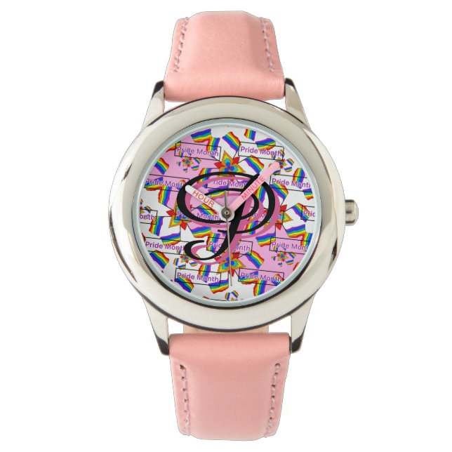 Regenboog Mandala Pride Monogram - Levendig Geomet Horloge (Voorkant)