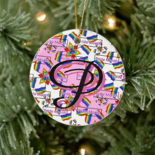 Regenboog Mandala Pride Monogram - Levendig Geomet Keramisch Ornament