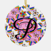 Regenboog Mandala Pride Monogram - Levendig Geomet Keramisch Ornament (Voorkant)