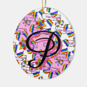 Regenboog Mandala Pride Monogram - Levendig Geomet Keramisch Ornament (Links)