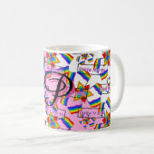 Regenboog Mandala Pride Monogram - Levendig Geomet Koffiemok (Voorkant rechts)