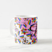 Regenboog Mandala Pride Monogram - Levendig Geomet Koffiemok (Voorkant links)