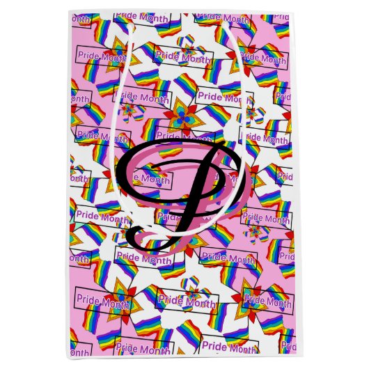 Regenboog Mandala Pride Monogram - Levendig Geomet Medium Cadeauzakje (Voorkant)