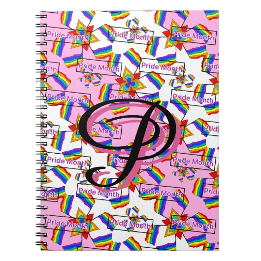 Regenboog Mandala Pride Monogram - Levendig Geomet Notitieboek (Voorkant)