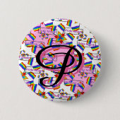 Regenboog Mandala Pride Monogram - Levendig Geomet Ronde Button 5,7 Cm (Voorkant)