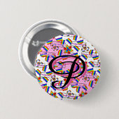 Regenboog Mandala Pride Monogram - Levendig Geomet Ronde Button 5,7 Cm (Voorkant /achterkant)