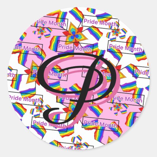 Regenboog Mandala Pride Monogram - Levendig Geomet Ronde Sticker (Voorkant)