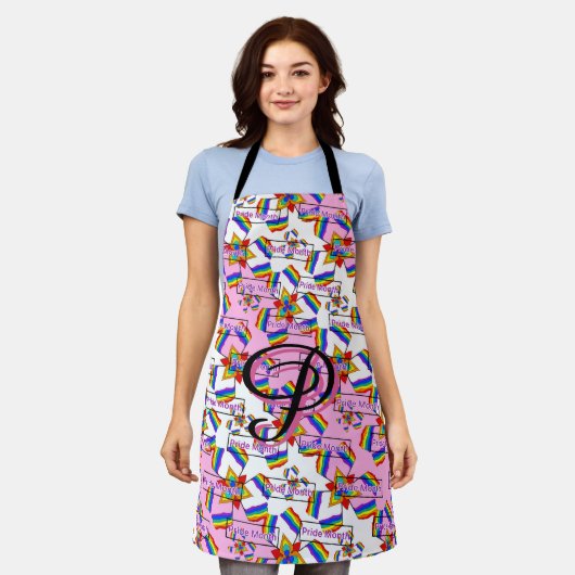 Regenboog Mandala Pride Monogram - Levendig Geomet Schort (Gedragen)