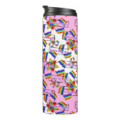 Regenboog Mandala Pride Monogram - Levendig Geomet Thermosbeker (Geroteerd rechts)