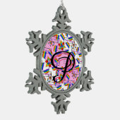Regenboog Mandala Pride Monogram - Levendig Geomet Tin Sneeuwvlok Ornament (Links)