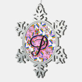 Regenboog Mandala Pride Monogram - Levendig Geomet Tin Sneeuwvlok Ornament (Rechts)