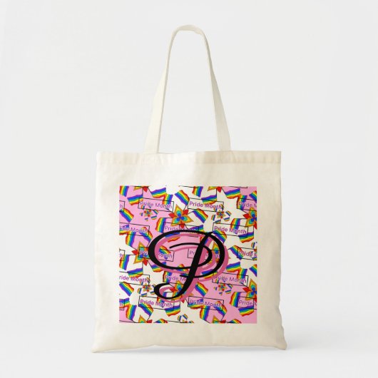 Regenboog Mandala Pride Monogram - Levendig Geomet Tote Bag (Voorkant)