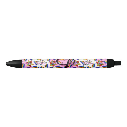 Regenboog Mandala Pride Monogram - Levendig Geomet Zwarte Inkt Pen (Voorkant)